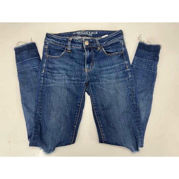 American Eagle Womens Jeans Size 2 Jegging Super Stretch Distressed Denim - Picture 1 of 8
